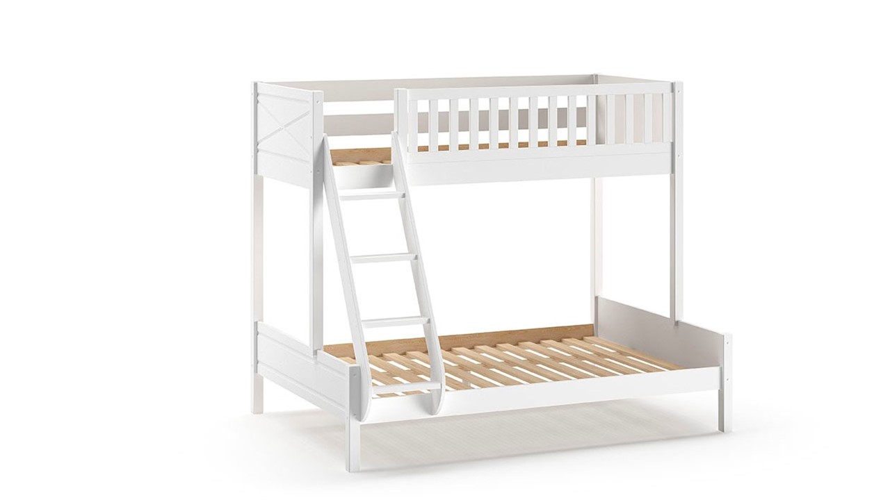 Stapelbed Scott 3-persoons met slaaplade wit