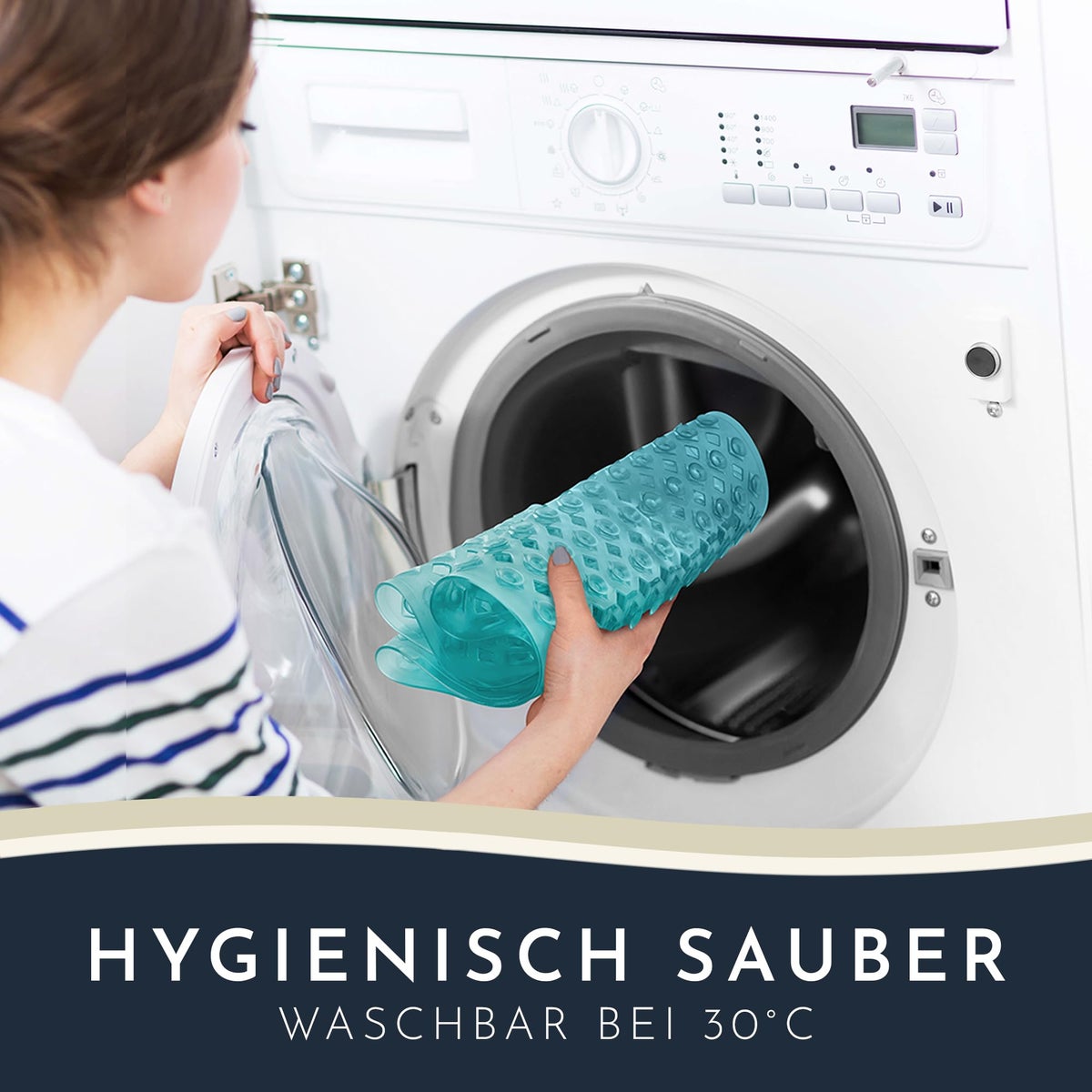 Homerella Antislip Badmat, Huidvriendelijk, 88x39cm, INCL. OPHANGSTANG | Antislip Badmat, BPA-vrij | Schimmelwerende & Machinewasbare Douchemat | Antislip Badmat