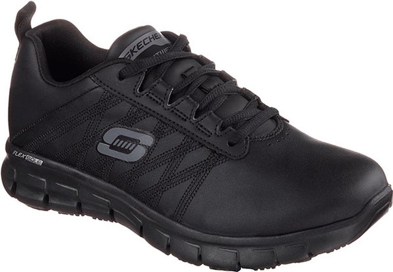 SKECHERS - Work Relaxed Fit Sure Track - Sneakers - Zwart - Leer