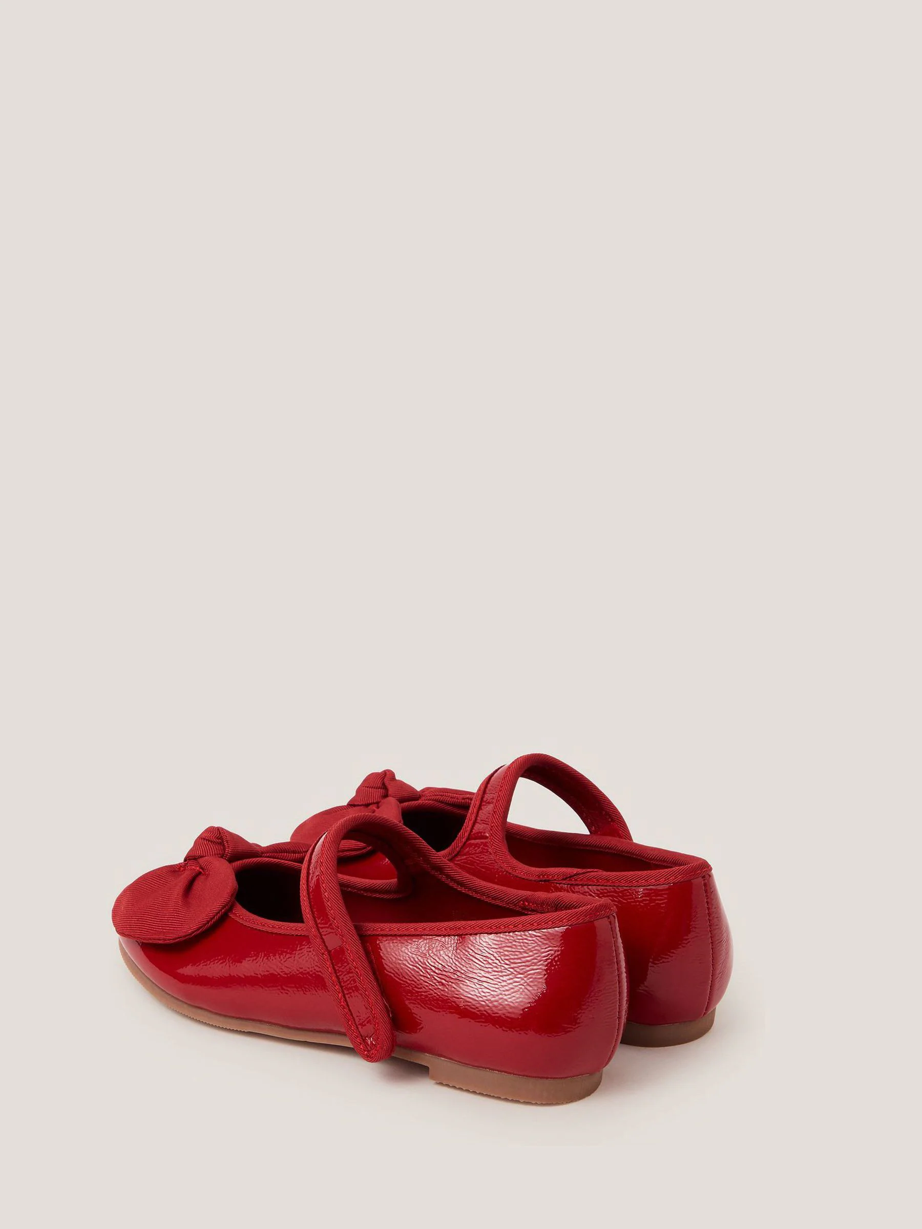 Monsoon Bow Patent Strap Ballet Shoes
