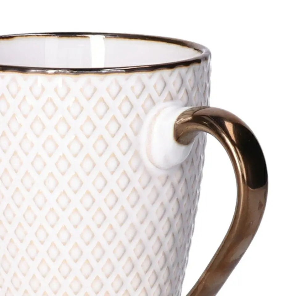Secret de Gourmet Koffiemok Harlekijn - 1x - Keramiek - wit/goud