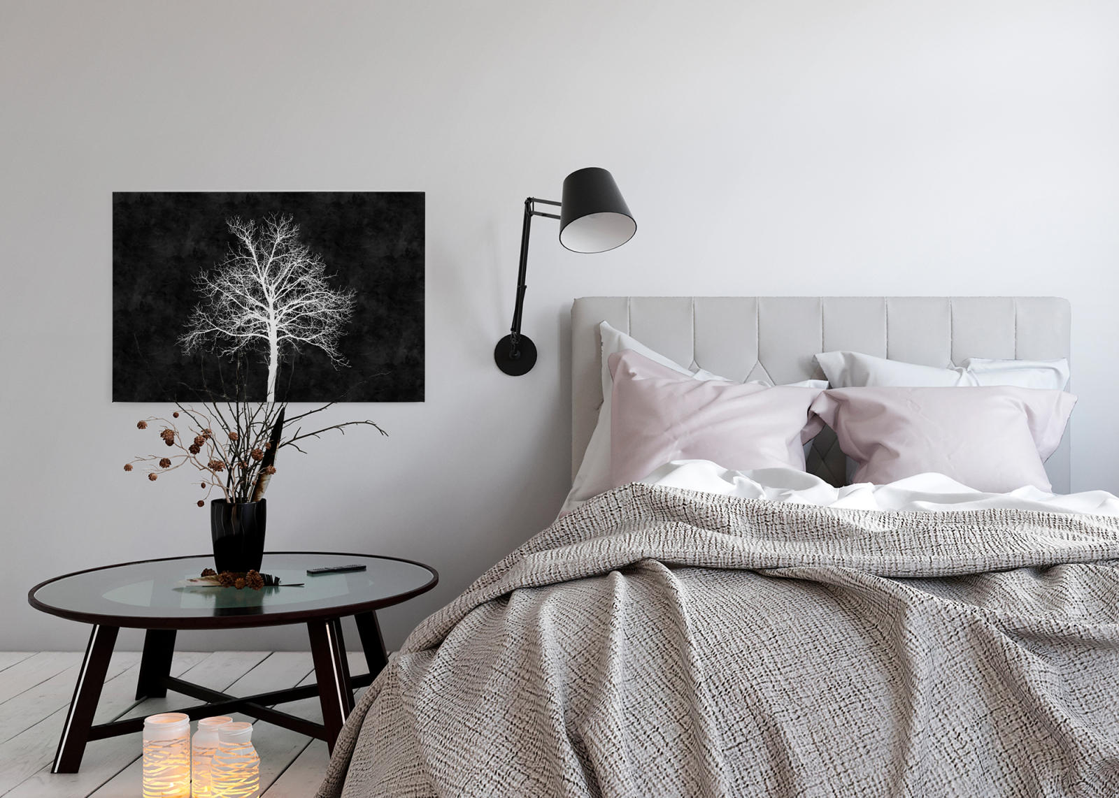 Leinwandbild BAUM - schwarz-weiß - 90x60 cm