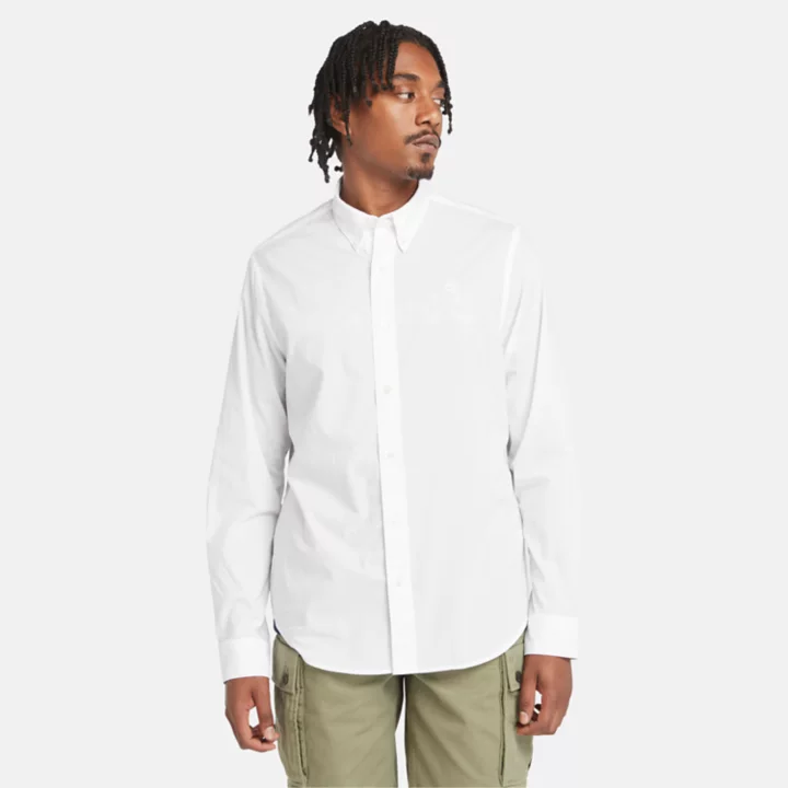 Chemise en popeline pour homme en blanc