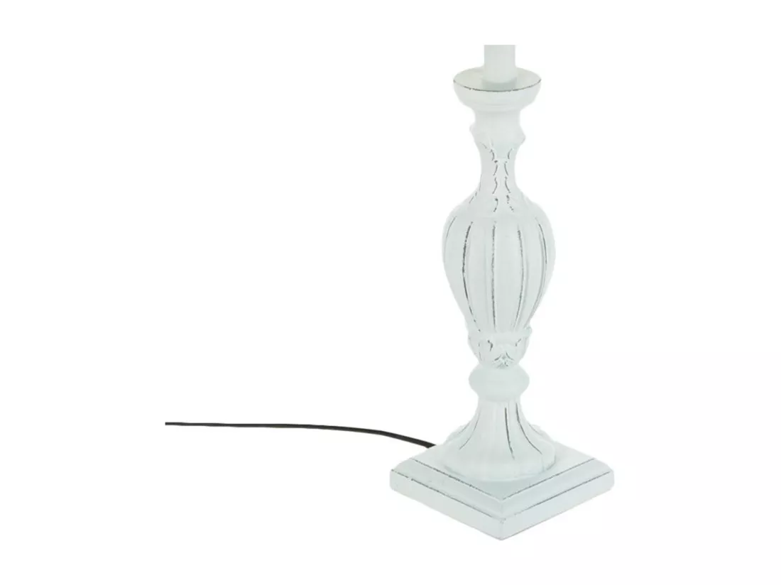 Lampe à poser Pied en Bois patiné Blanc H 55 cm