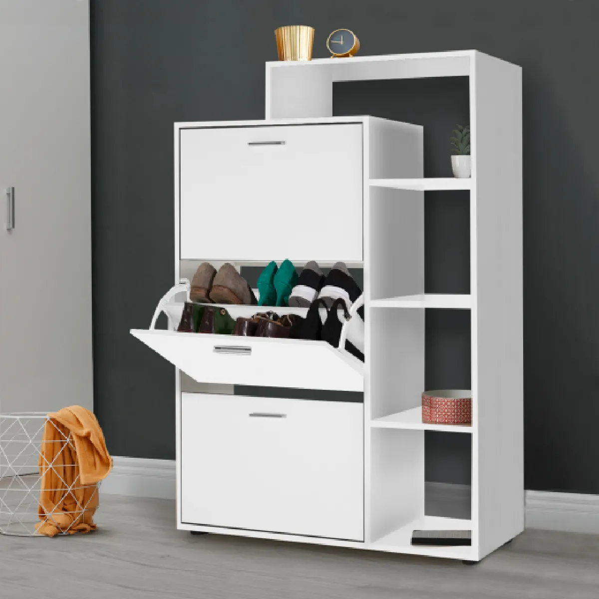 Idmarket MARKET Meuble Chaussures KLARK 3 Portes - Blanc