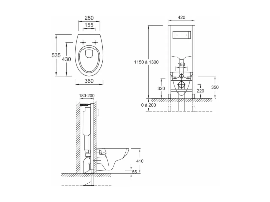 Pack WC suspendu sans bride JACOB DELAFON Patio + porte-rouleau Eo Moderne