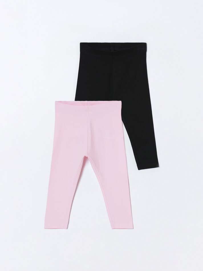 Conjunto com 2 Leggings Compridas Básicas - Rosa