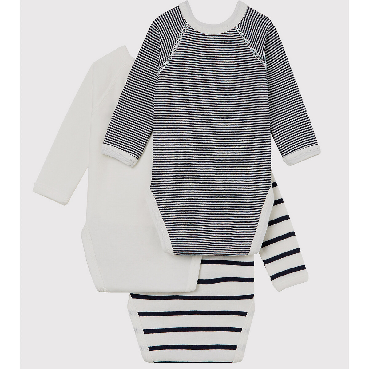PETIT BATEAU<br>Conjunto de 3 bodies com fecho lateral