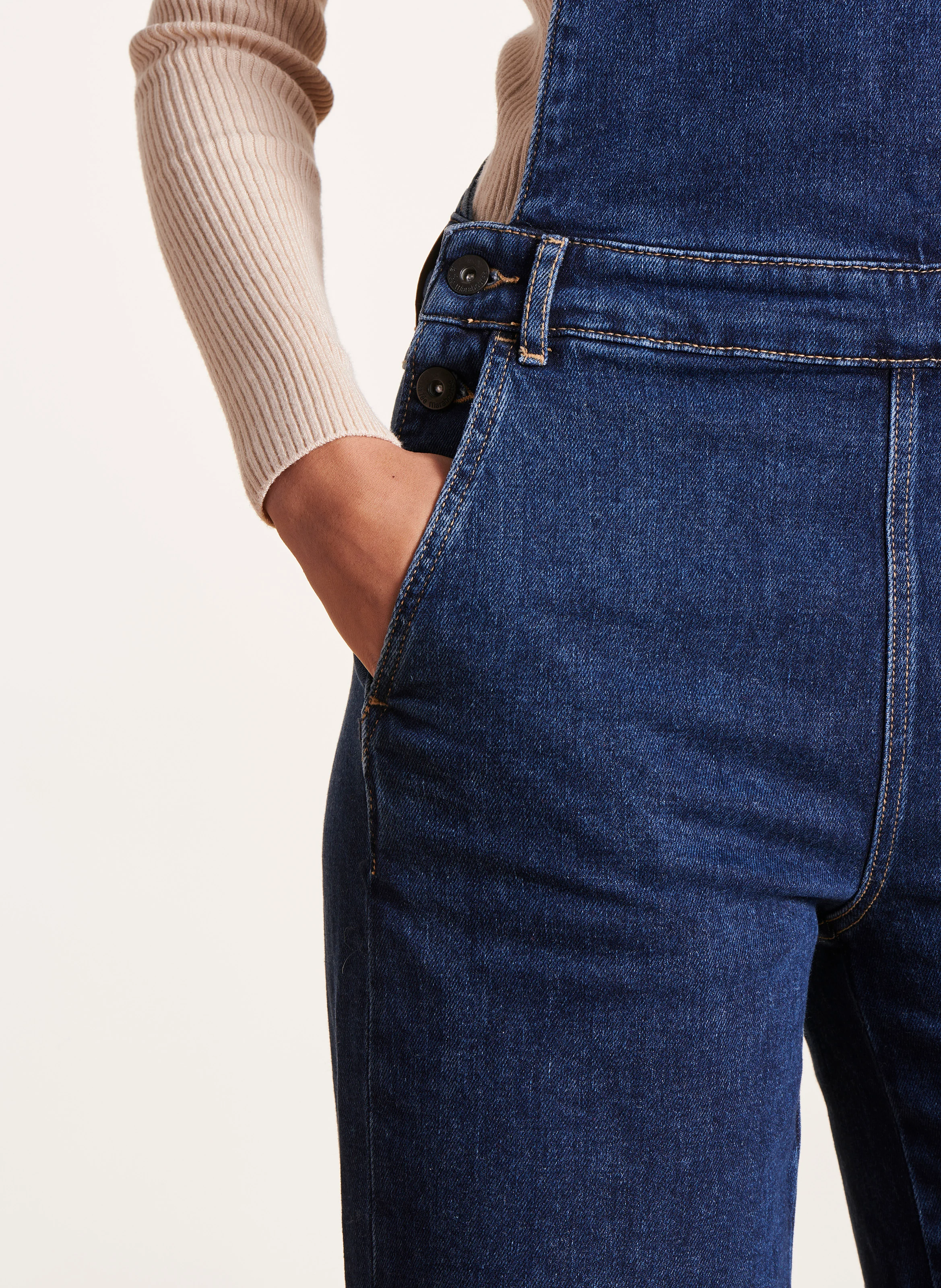 Salopette droite en denim coton bio | Bleu