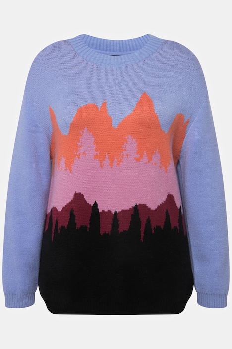 Pullover, Berge, Rundhals, Langarm