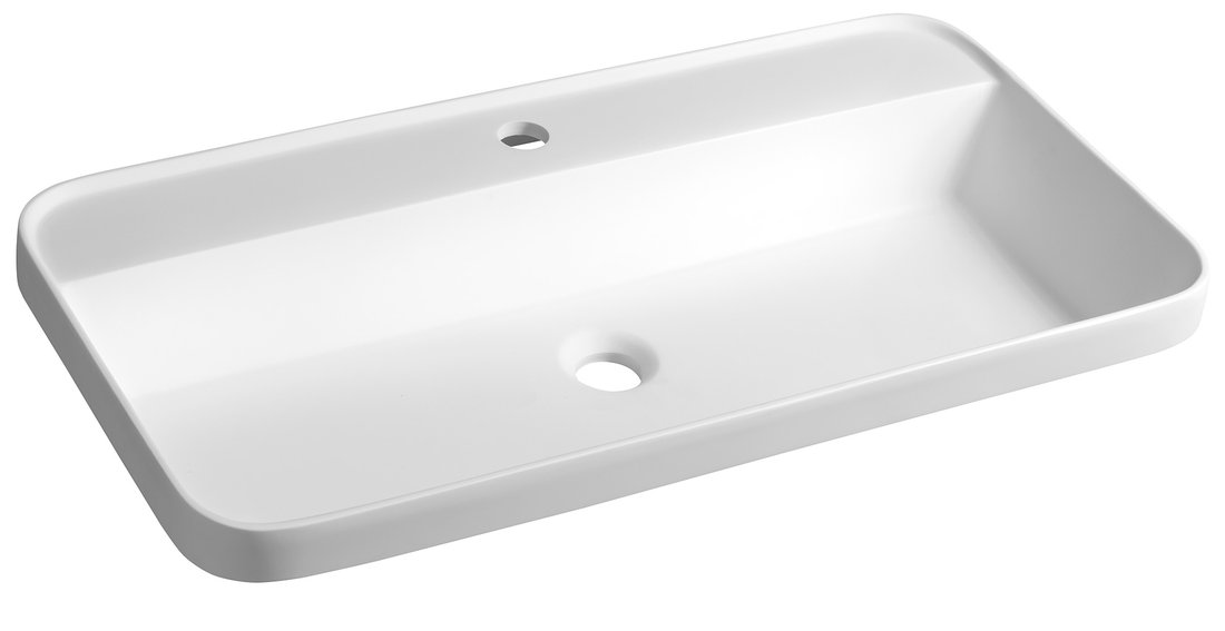 Sapho Brahea waskom 75x40cm solid surface wit mat met kraangat