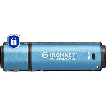 Kingston Technology IronKey 16Go Vault Privacy 50 chiffrée AES-256, FIPS 197