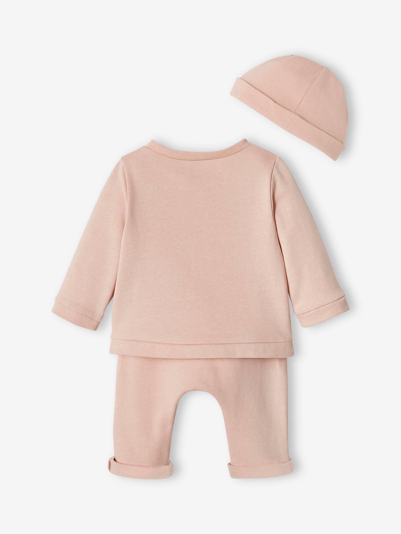 Conjunto de pelúcia para bebê de 3 peças, tamanho médio para recém-nascido, bege mesclado.