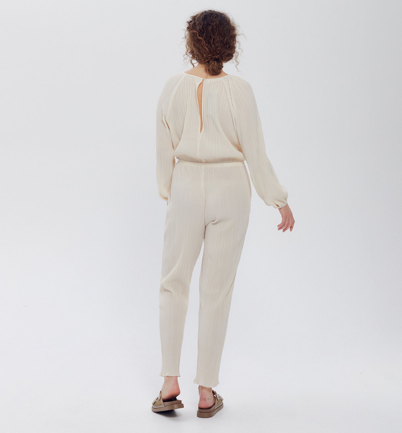 Combinaison-pantalon plissée - Ecru