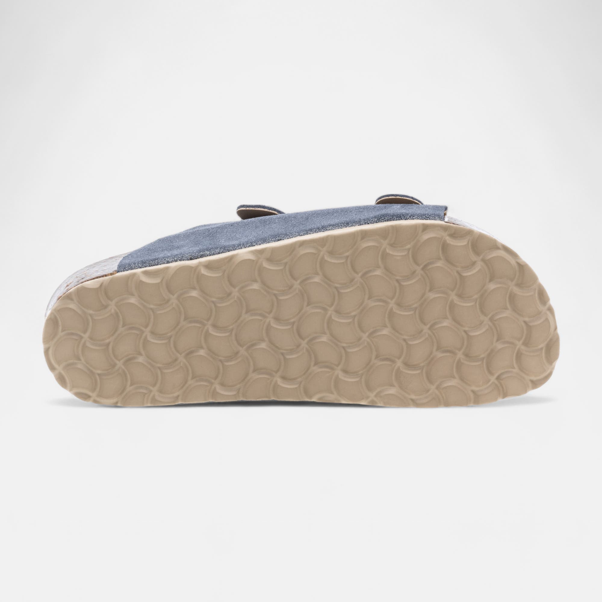 Mules semelle liège Femme en cuir bleu