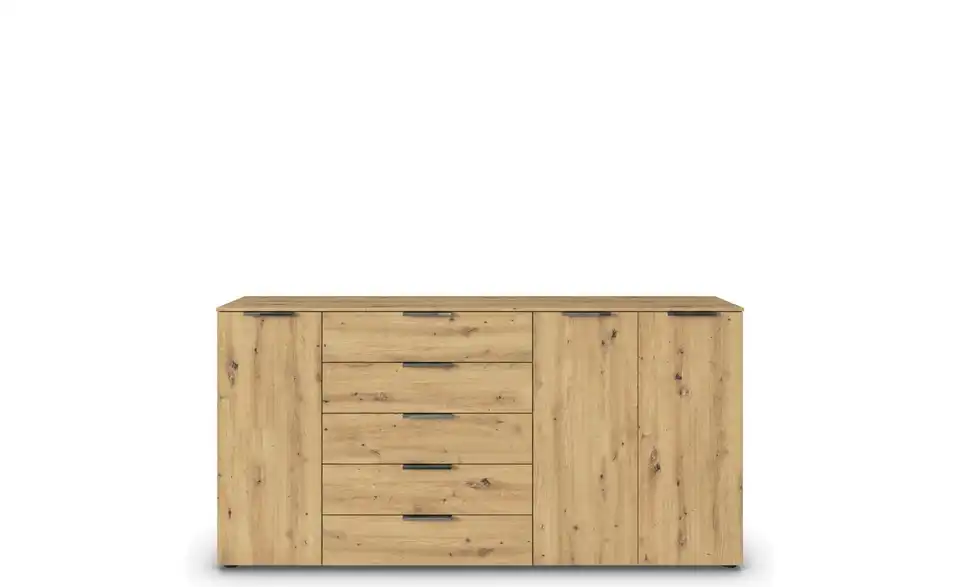 Sideboard Eiche Artisan (Nachbildung) Front: Dekor, Oberboden: Dekor verchromt