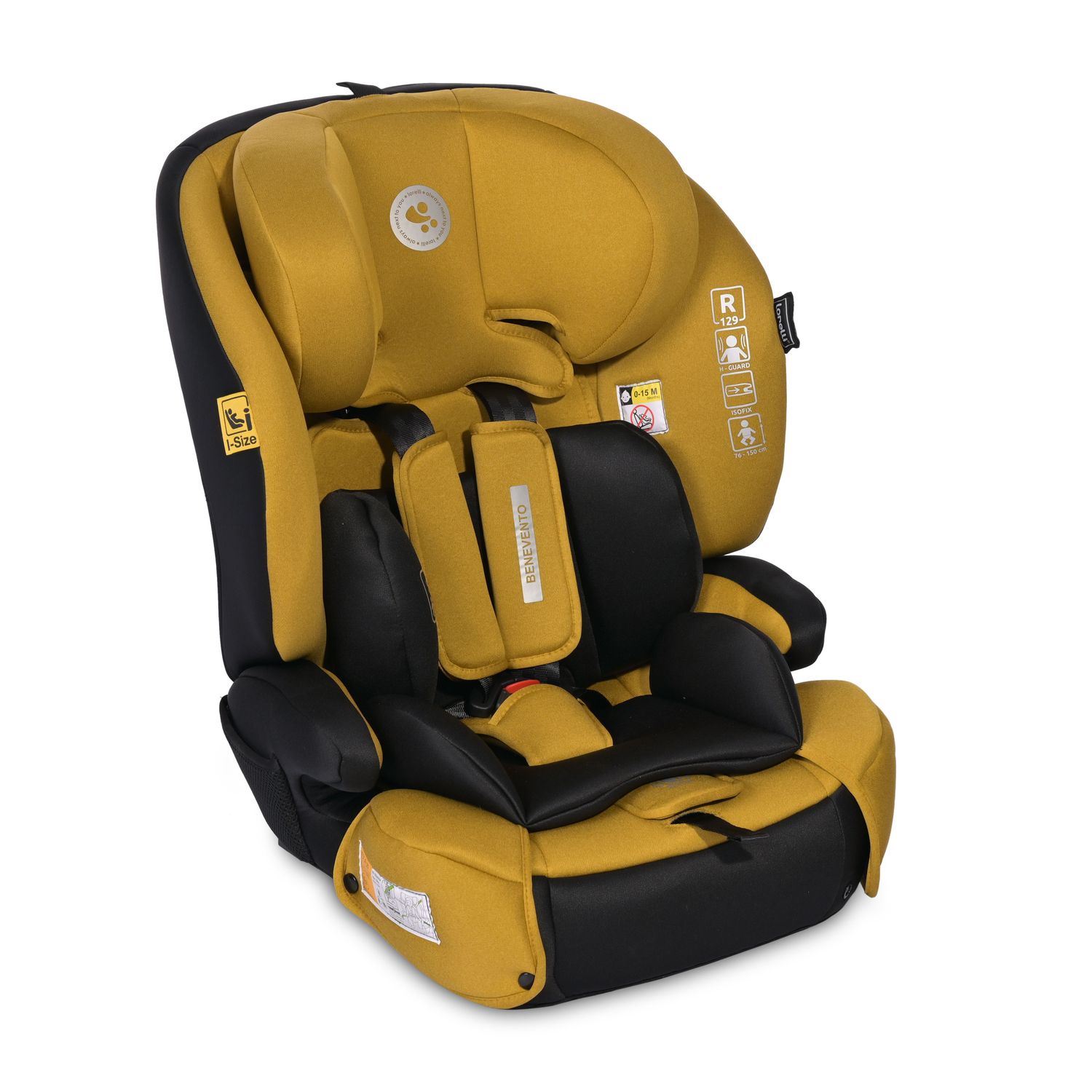 Lorelli Kindersitz i-Size Benevento (76-150 cm) Isofix, Kopfstütze verstellbar gelb