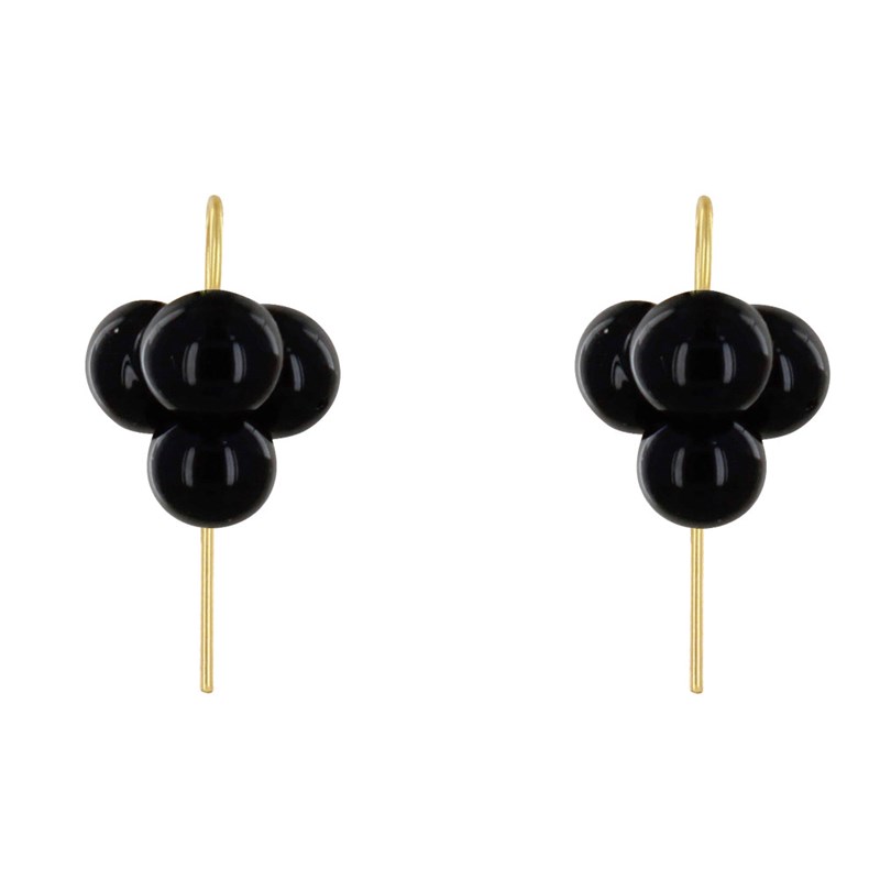 Boucles d'Oreilles Crochet Laiton et Bouquet de Perles de Verre