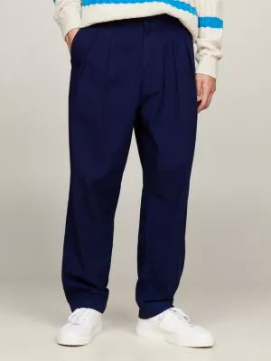 Calças jeans plissadas de corte reto
