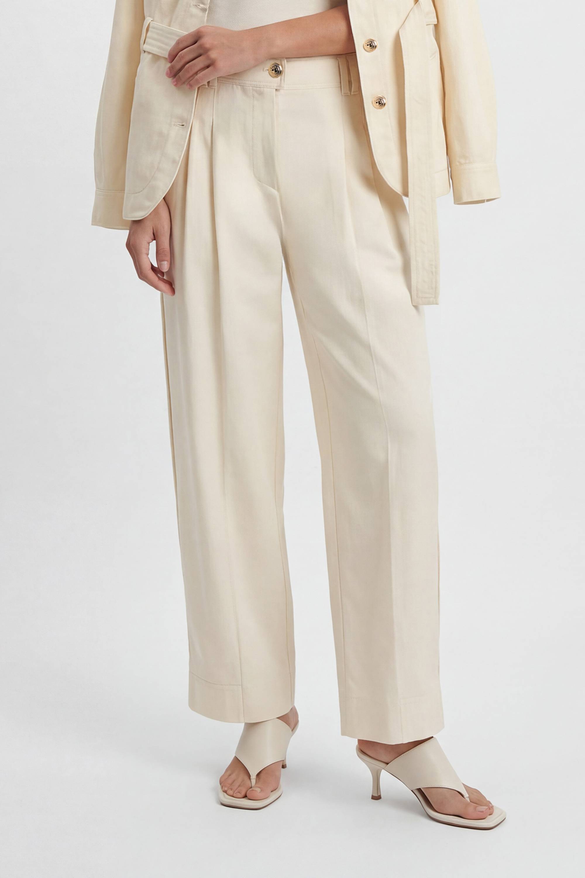 KarenMillen Pantalon En Coton À Jambe Tonneau Avec Détails Boutons Utilitaires