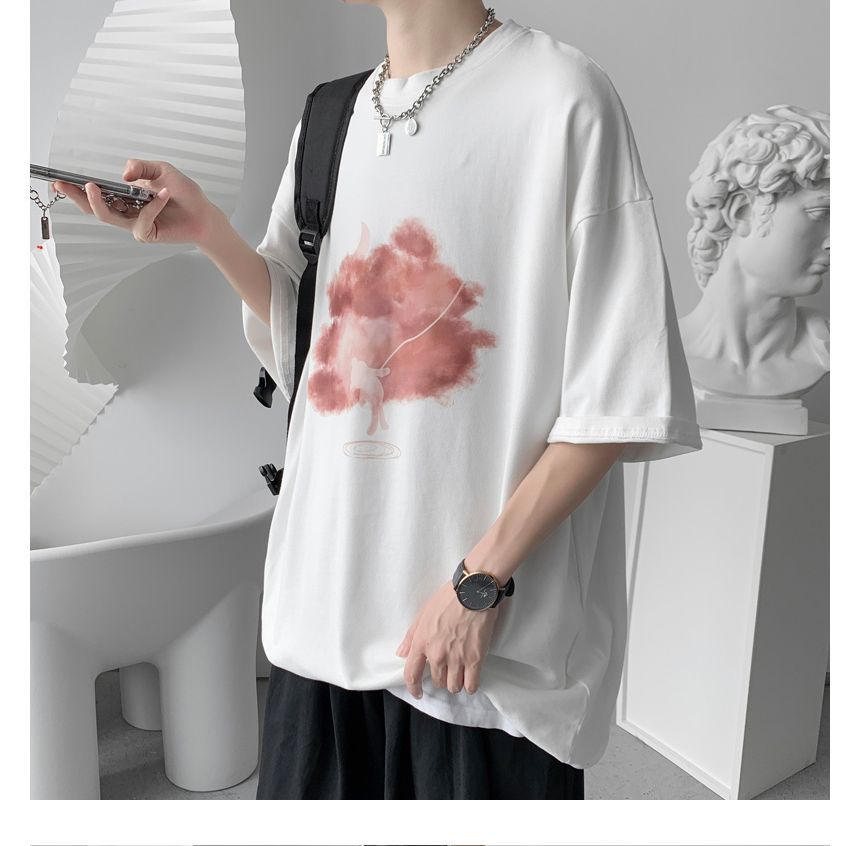 Wewewow - T-shirt met ronde hals en elleboogmouwen