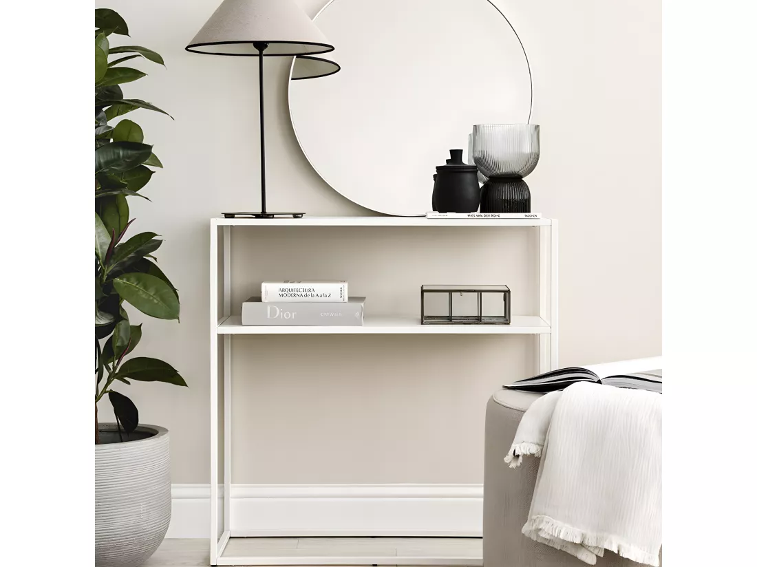 Console métal blanc 80 cm x 80 cm-Split