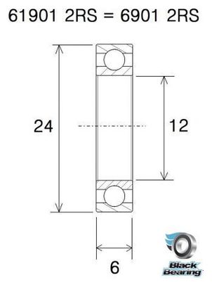 Roulement Black Bearing Céramique 6901-2RS 12 x 24 x 6 mm