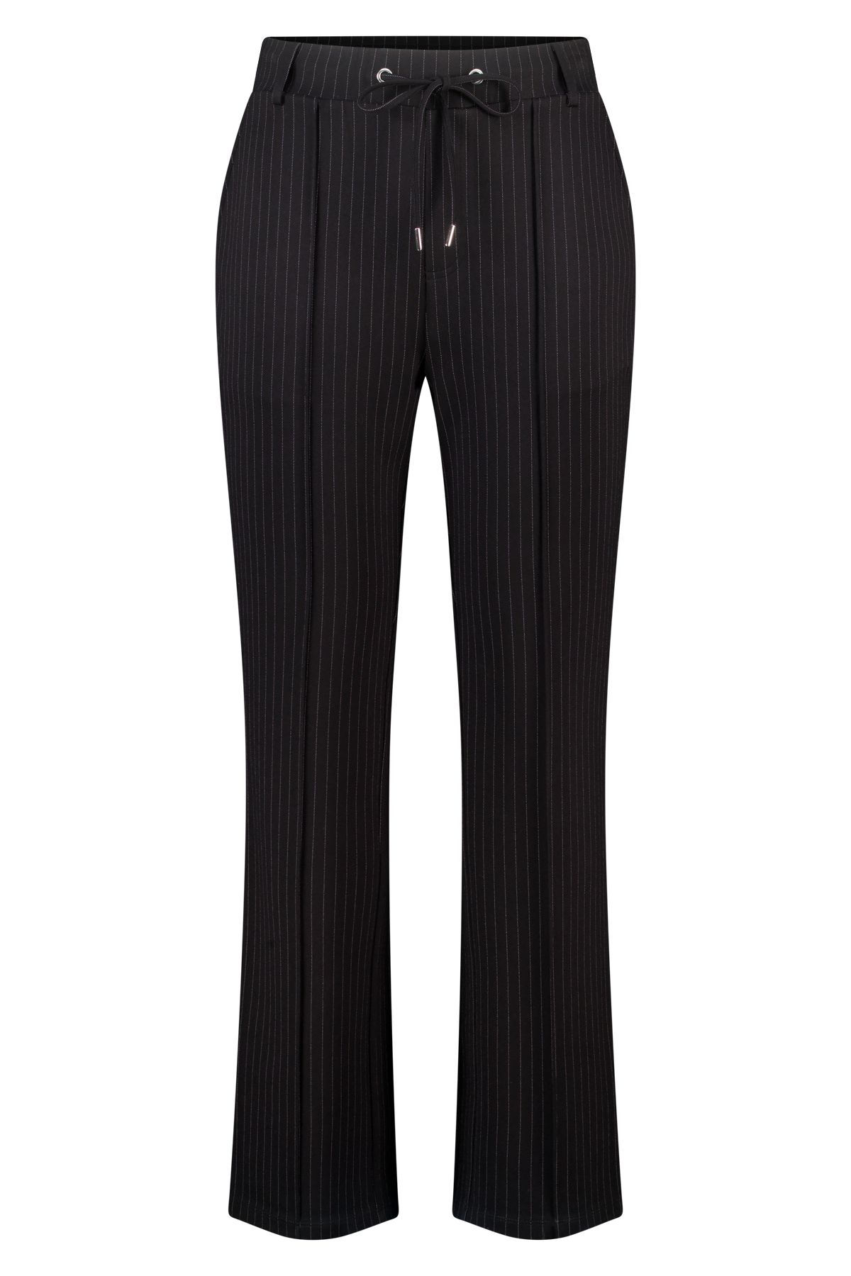 Broek met elastische taille en krijtstreep Multi zwart-wit