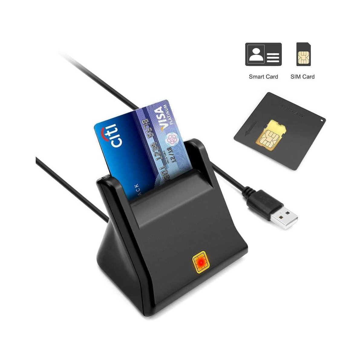 NÖRDIC USB-A Smart- og SIM-kortleser ISO7816 ID-kort EMV Kredittkort