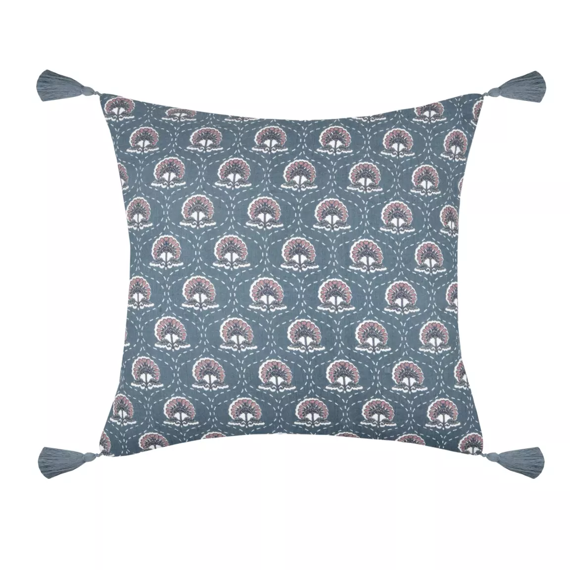 Coussin carré gaze de coton (40 cm) Sunda Bleu indigo