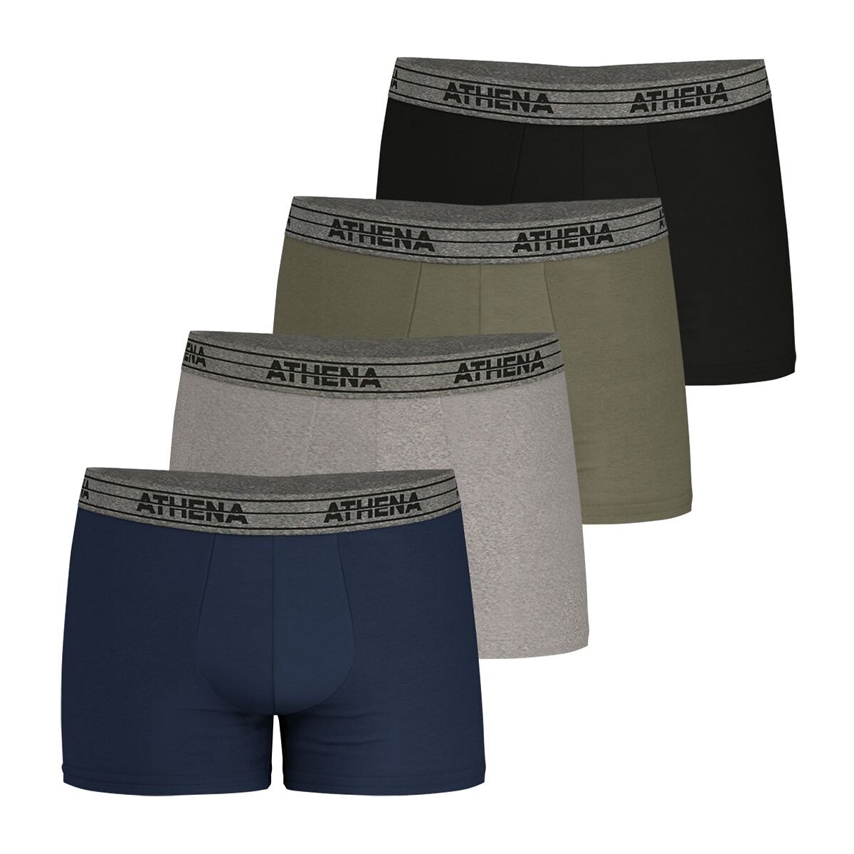 ATHENA<br>Conjunto de 4 cuecas boxer básicas de algodão