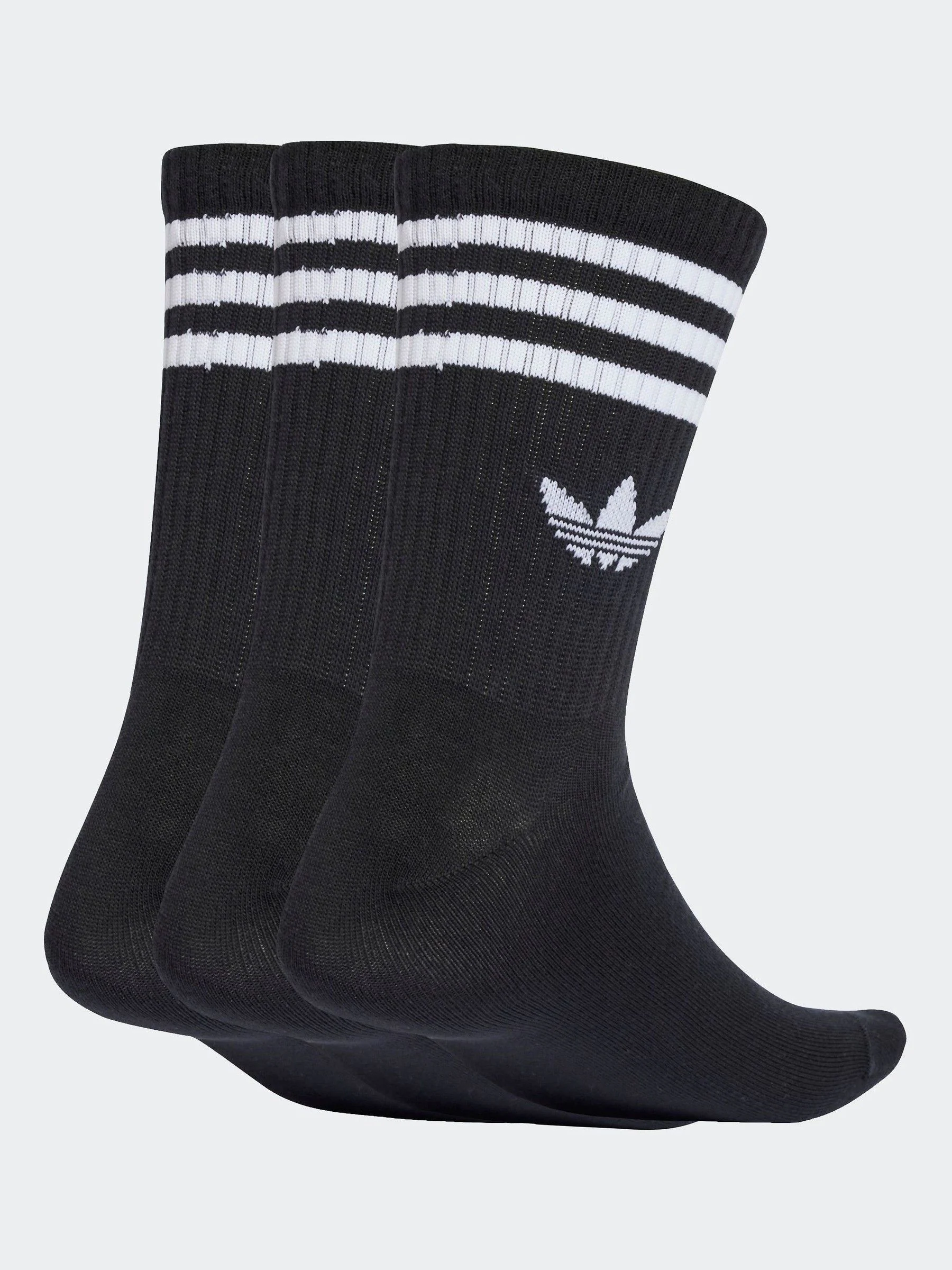 Zwart - Adidas Originals 3-Strepen Crew Sokken 3 paar