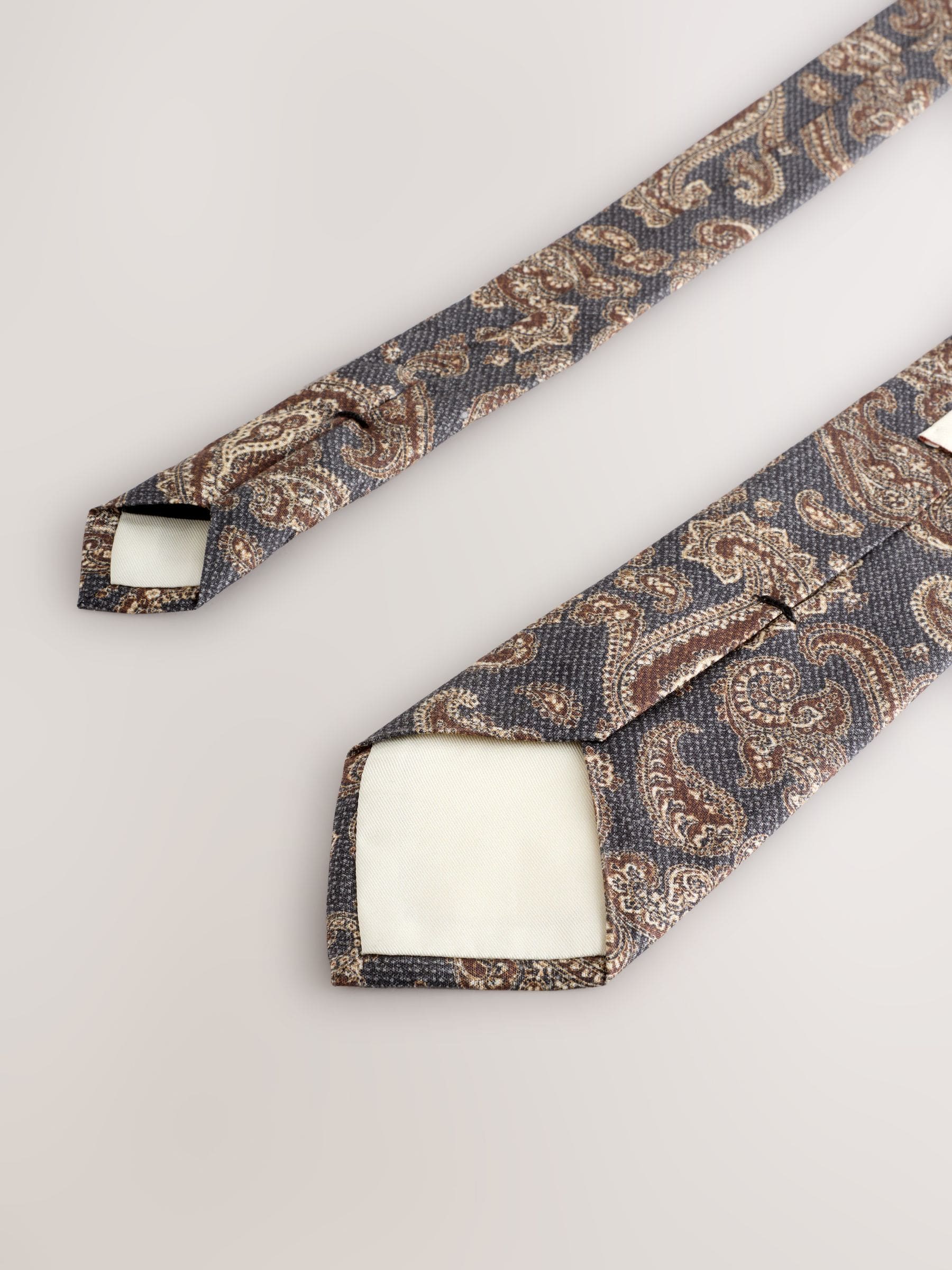 Marineblauw - Signature Made In Italy Printed Paisley Tie