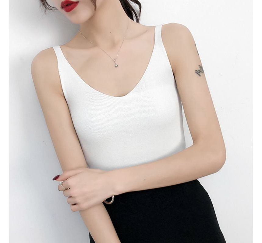 Whoosh - V-hals effen gebreide camisole top