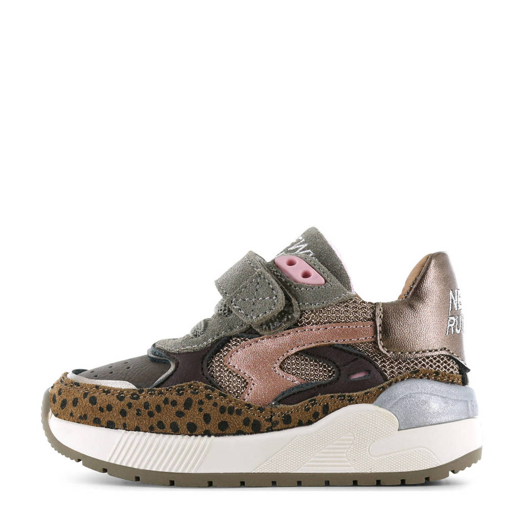 Shoesme leren sneakers brons/zwart