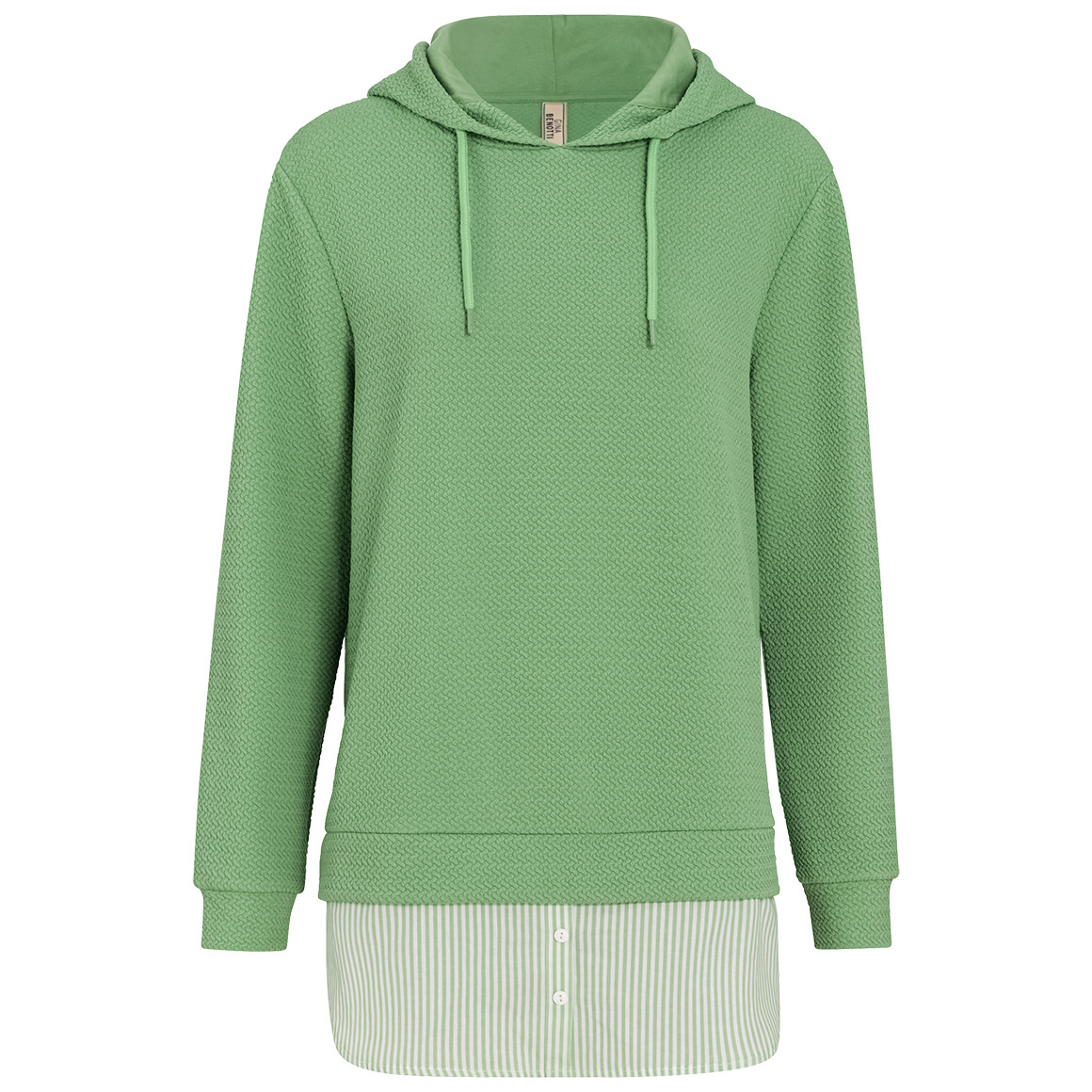 Gina Benotti Damen Hoodie mit Bluseneinsatz hellgrün