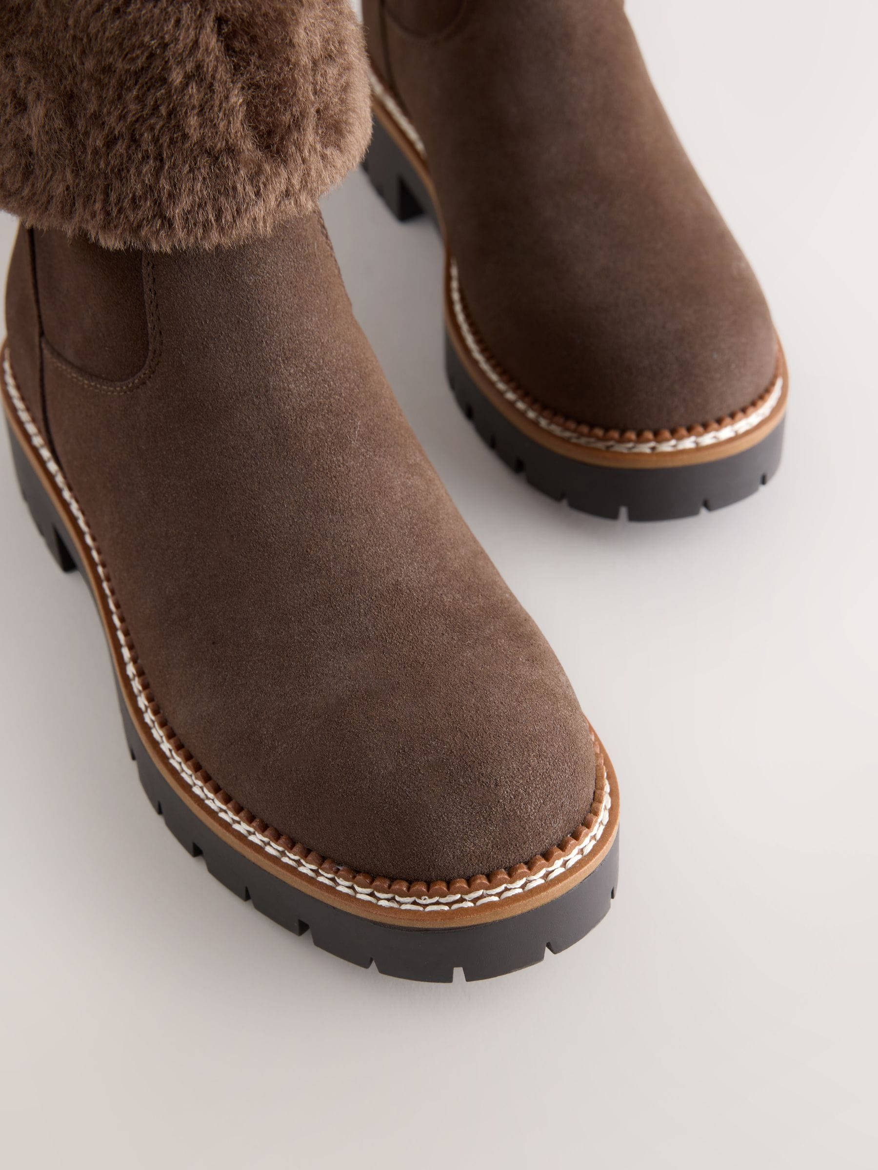 Chocoladebruin - Forever Comfort® Faux Fur Cuff Ankle Boots