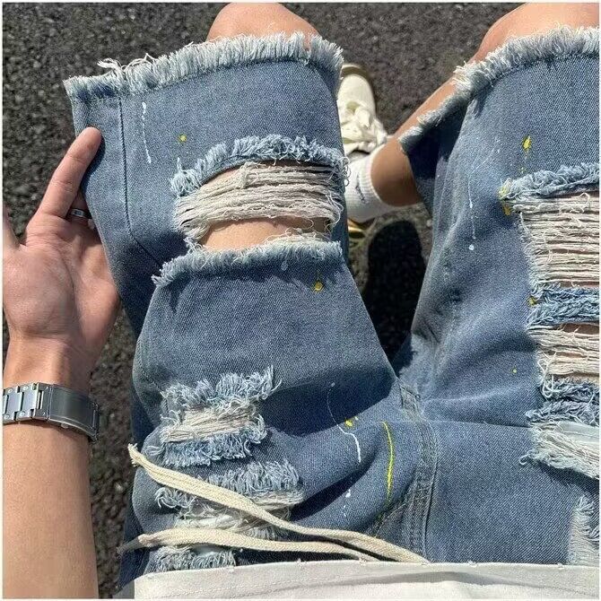 Mimiyox - Middelhoge denim shorts met distressed effect