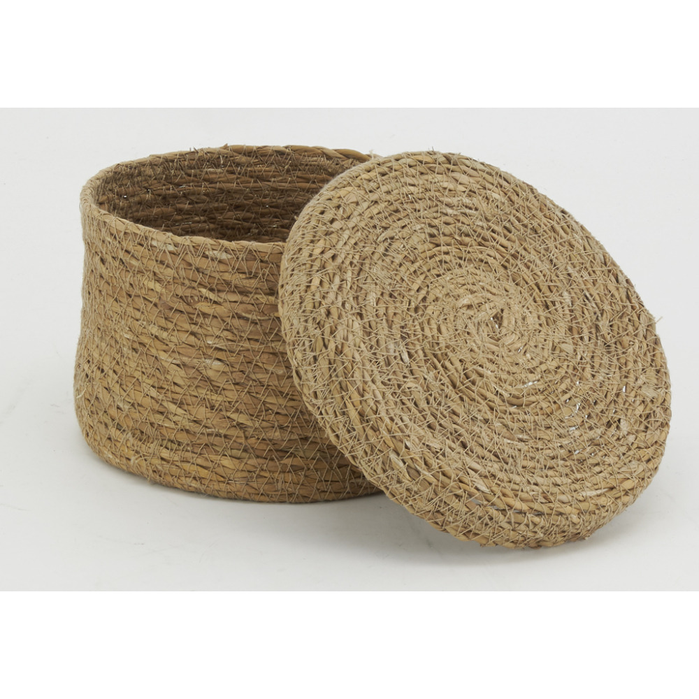 Boites rondes en jonc naturel (lot de 3)