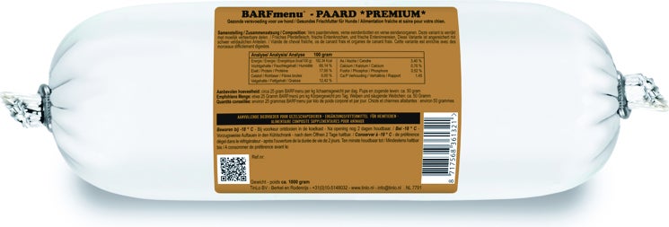 BARFmenu diepvries hondenvoer Premium paard 1 kg