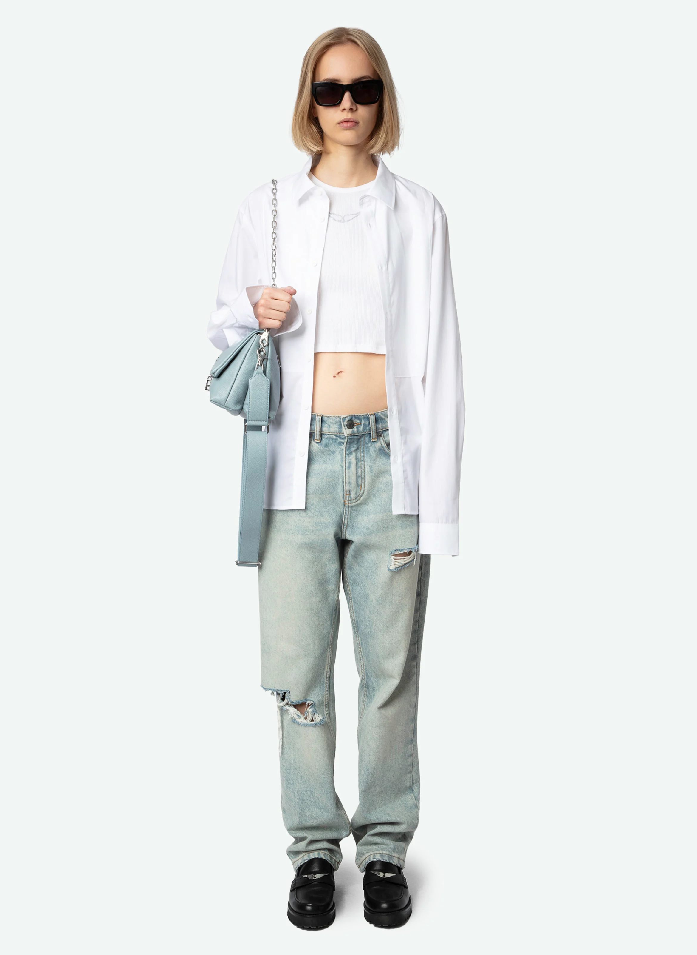 ROCKY - Sac bandoulière en cuir | Gris