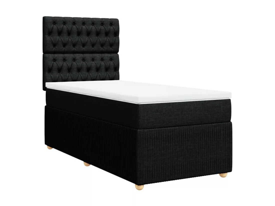 Sommier à lattes de lit avec matelas Noir 90x190 cm Tissu