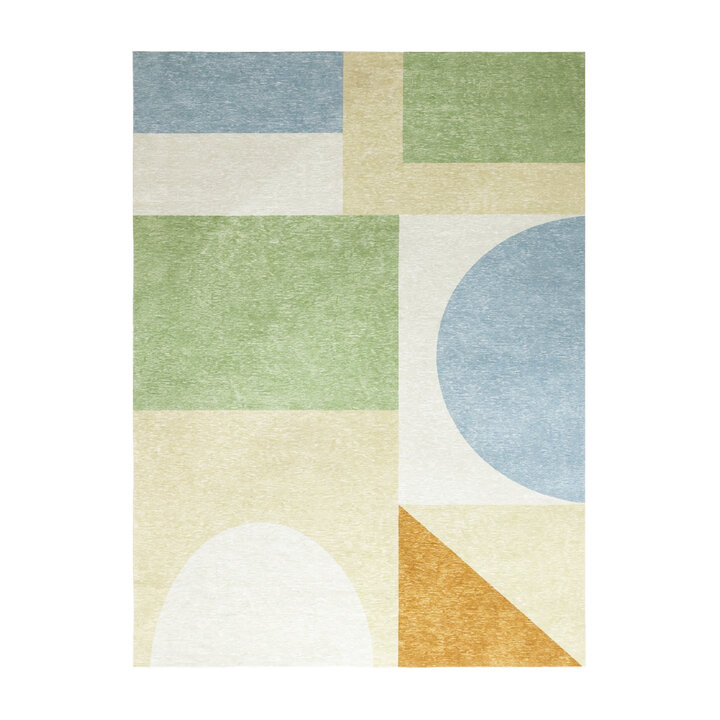 Geometrisch vloerkleed - Swing Shapes Blauw/Groen