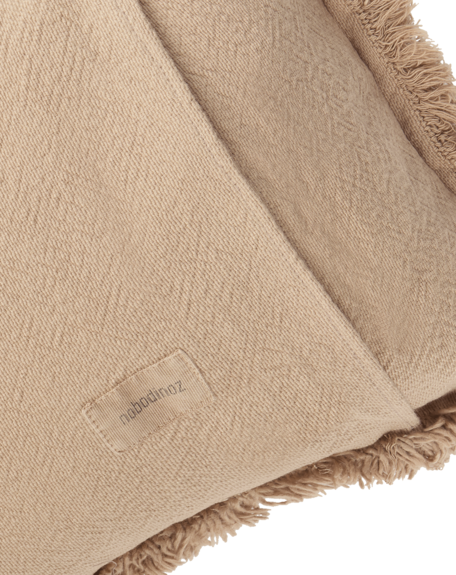 Coussin à franges landscape en coton lavé | Marron