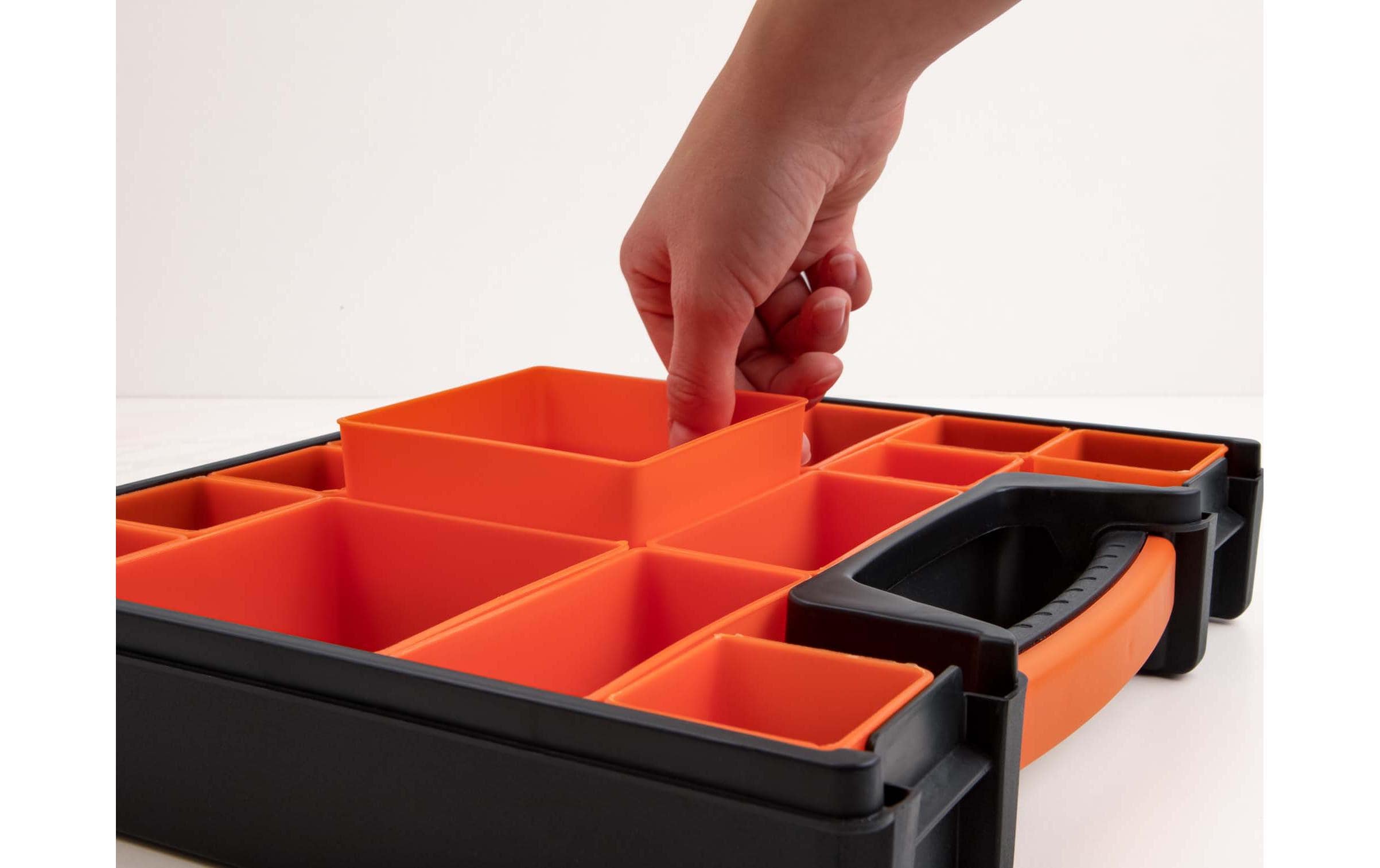 Sortimentskasten Orange / Schwarz 14 FächerDelock Sortimentsbox mit 14 Fächern 312 x 272 x 60 mm Orange / Schwarz