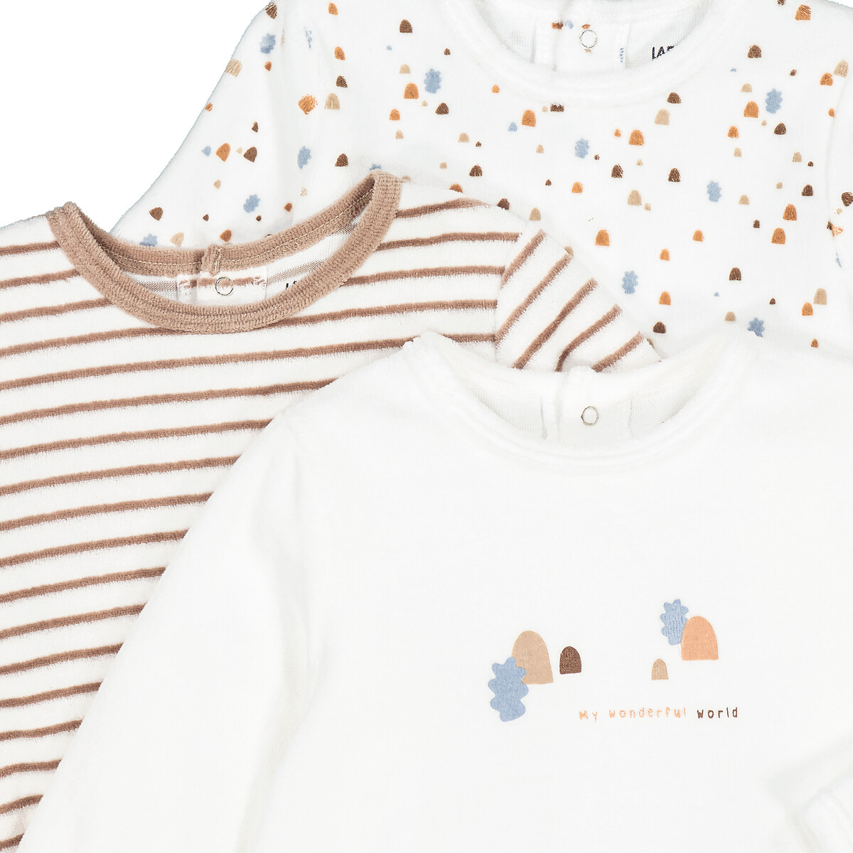 COLEÇÃO LA REDOUTE<br>Conjunto de 3 pijamas em veludo estampado