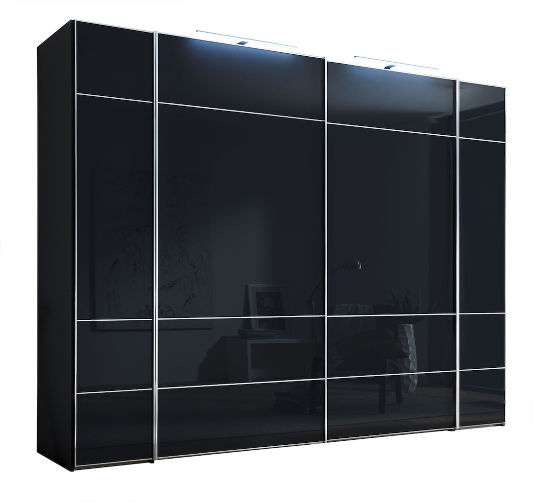 Kleiderschrank 327 x 222 x 68 cm Holznachbildung grau