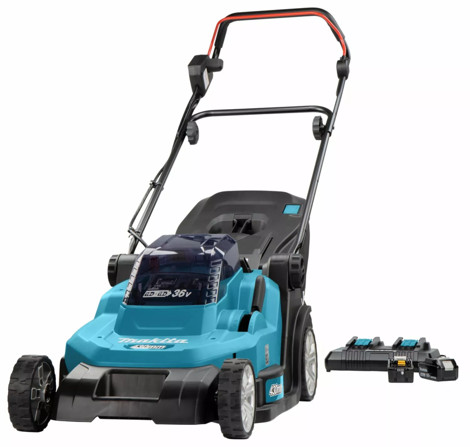 Makita DLM432PT2 36V (2x 18V) Li-Ion accu grasmaaier set (2x 5.0Ah accu) - 43cm
