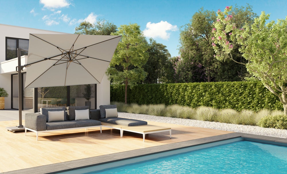 Platinum Outdoorable zweefparasol Challenger Manhattan 50+UV 300 x 300 cm