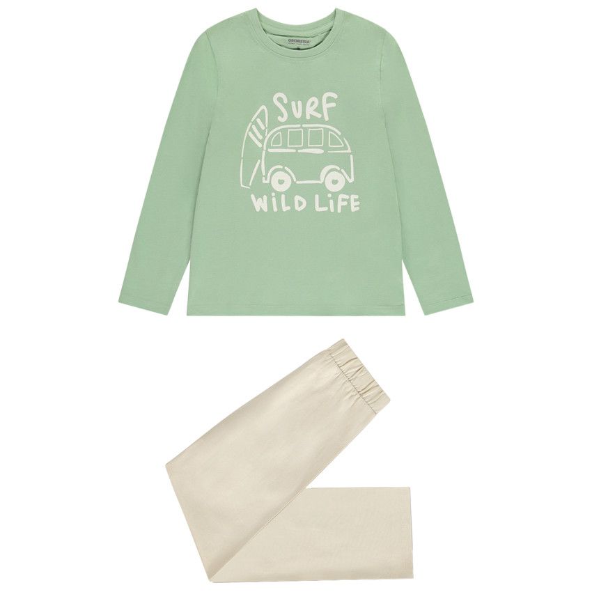 Pyjama 2 pièces en jersey print vanlife pour garçon - Vert